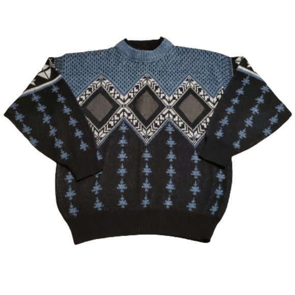 Uniform Code Sweater Long Sleeve Vintage Leather Blue Black Women's L Pre-owned - Picture 1 of 7